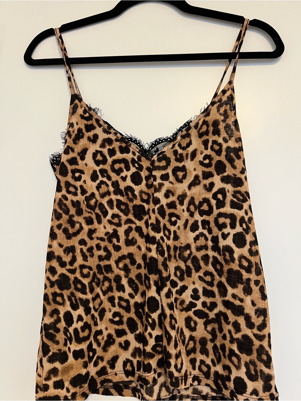 Zara Leopard-Print Lace-Trim Cami — Black & Brown - Picture 2 of 5